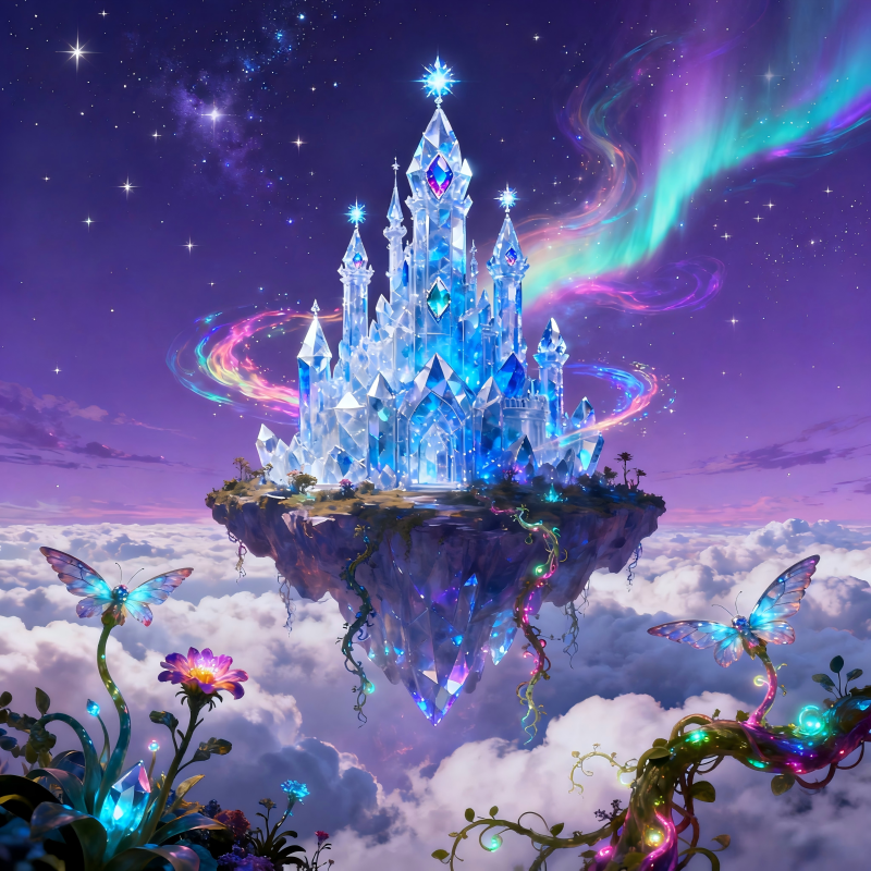 Magical forest with glowing mushrooms and fireflies